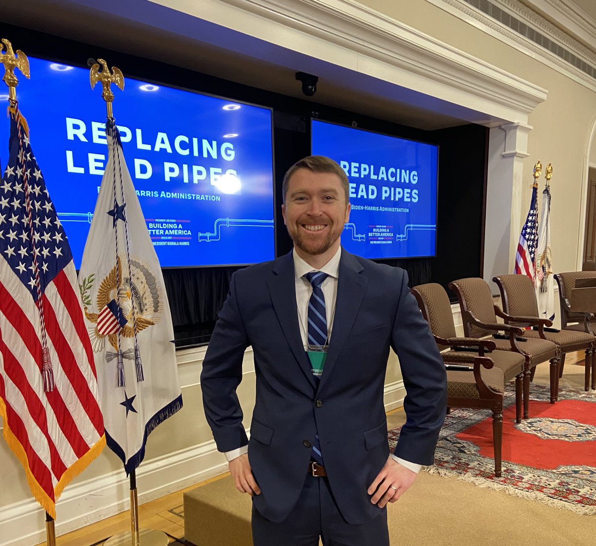 wickering's tweet photo. Getting ready to kick off White House convening on lead line replacements. Can’t wait to share the progress we’re making @pgh2o https://t.co/xJ9BOQvakM