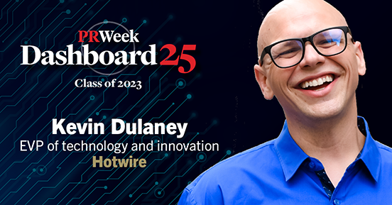 PRWeekUS's tweet image. Congratulations to Kevin Dulaney of @Hotwire on being named into the Dashboard 25 Class of 2023! prweek.com/article/181078…

#PRWeekDashboard25 #commstech #comms #tech