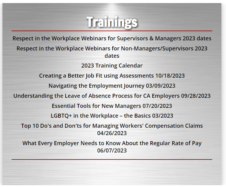 Silvers_HR's tweet photo. The 2023 Management Training Calendar is out! Check available dates here: 
chrome-extension://efaidnbmnnnibpcajpcglclefindmkaj/https://t.co/vozg0kfaSY

https://t.co/p7OvtI4Au9 
☎(916) 791-8506
#silversHR #HRconsulting #training #humanresources #business #employee #handbooks https://t.co/curCQcqB8E