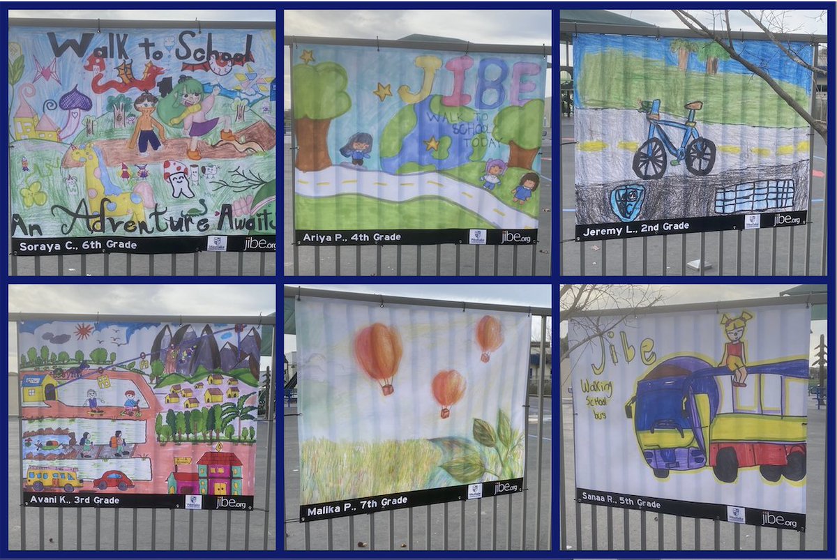 westlakecharter's tweet photo. Congratulations to our JIBE Art Banner Contest Winners: Samantha C., Jeremy L., Ariya P., Gabriella M., Malika P., Soraya C., Avani K., Sanaa R.! Take a moment to check out the winning banners hanging along our Maybrook gate. #WestlakeCharter #WCSExcellence #JibeWithUs https://t.co/539n8GFG2S