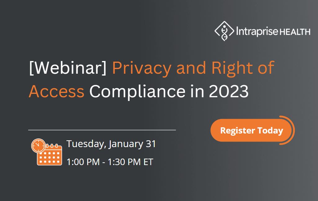 Upcoming webinar 1/31 - Save your spot today to learn about the Privacy compliance items you should be aware of to take actionable steps to ensure your organization remains compliant all year.  intraprisehealth.com/upcoming-webin…