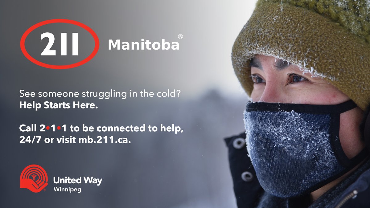 UnitedWayWpg's tweet image. With the return of cold weather, a simple call can save a life. If you see a person struggling in the cold, please call 211 so they can get the support they need to be safe.
 
#211Manitoba #HelpStartsHere