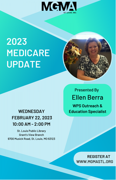 StaceyLoo19's tweet photo. This great in-person event is open to all. 
Please join us to learn how to navigate through the changes in @MedicareGov rules. If you need CME's, this is a great opportunity. We look forward to seeing you. @MGMASTL @MGMAMissouri @MGMA https://t.co/W9UYrFeqr8