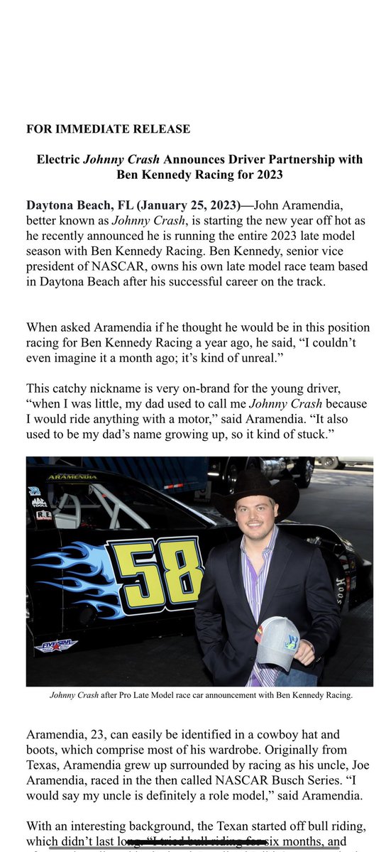 nexusracingco's tweet photo. 📢ELECTRIC JOHNNY CRASH ANNOUNCES DRIVER AGREEMENT WITH BEN KENNEY RACING 2023📢
#JohnnyCrash #BenKennedyRacing #DriverAgreement #Season2023 #CrispMotorsportsPark https://t.co/M2WDtB3Vup