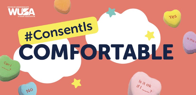 #Consent Can Be Comfortable! Let’s shatter the notion that consent is something awkward to discuss– consent is key! Thanks for following along as we talked about #Consent. Embrace consent in everyday life. 
See more at: instagram.com/p/Cn7SXBMukj3/…
#ConsentWeek #uwaterloo #yourWUSA