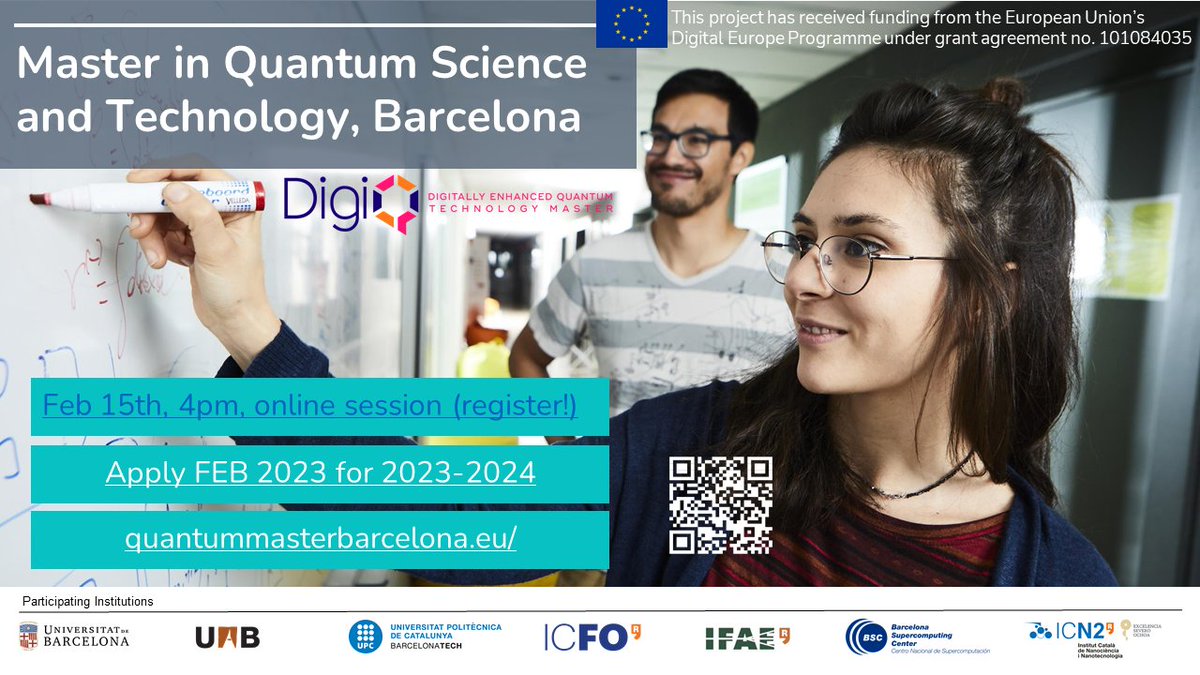 StephanSroche's tweet photo. Time to register (pre-enrolment opened) to the Barcelona Master on Quantum Science and Technology https://t.co/8j2TMtpJY9  #quantummaster https://t.co/TD1T6Rk0Qs