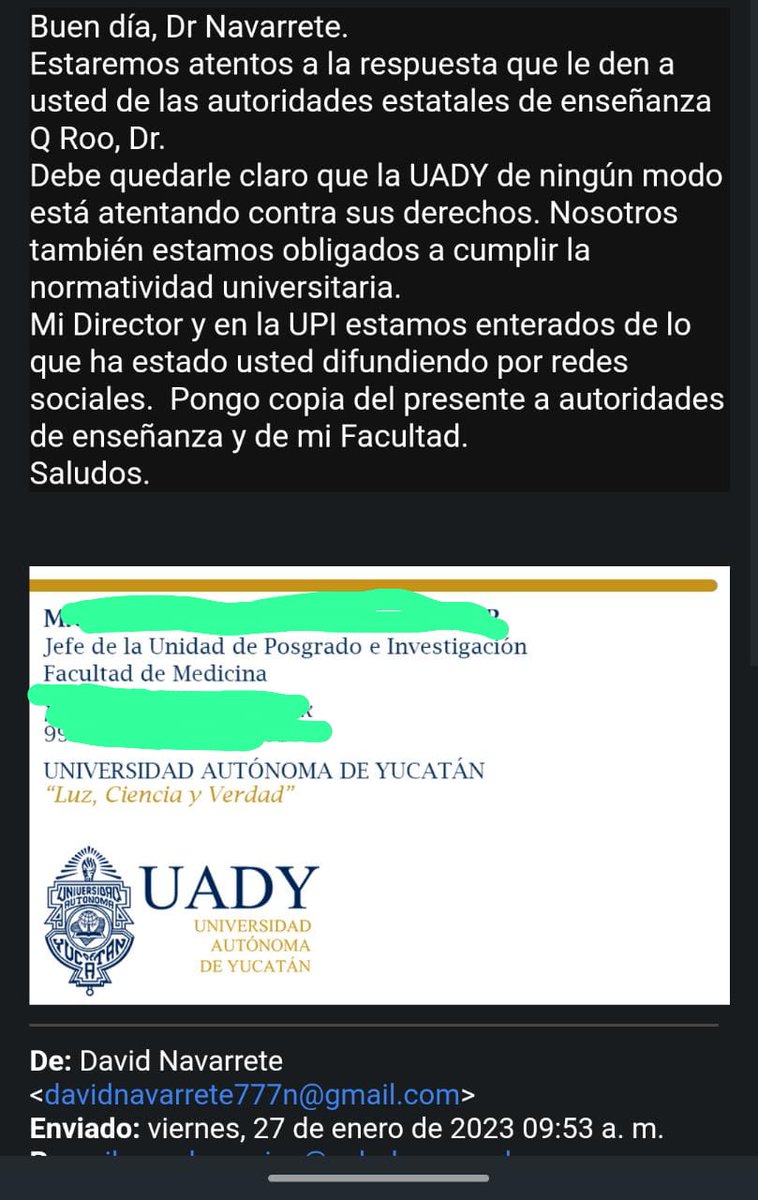 DaveNavarrete93's tweet photo. Continuamos con el hilo de la respuesta que me da la @uady_mx 
Comunidad médica de México !!!
#secretariadesalud #uady #justicia #medanlaespalda #viral  está fue la respuesta que me dio la UADY ante la petición de mi caso... https://t.co/jnvpVCeIUE