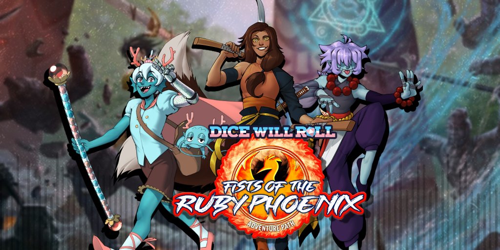 DiceWillRoll's tweet image. This Monday, Dice Will Roll is dropping an Episode 0 prequel to Fists of the Ruby Phoenix! A Ghibli-inspired adventure through an ancient island, this episode was recorded months before Episode 1 of Ruby Phoenix and is a perfect place for new listeners to join our adventure! 🎋