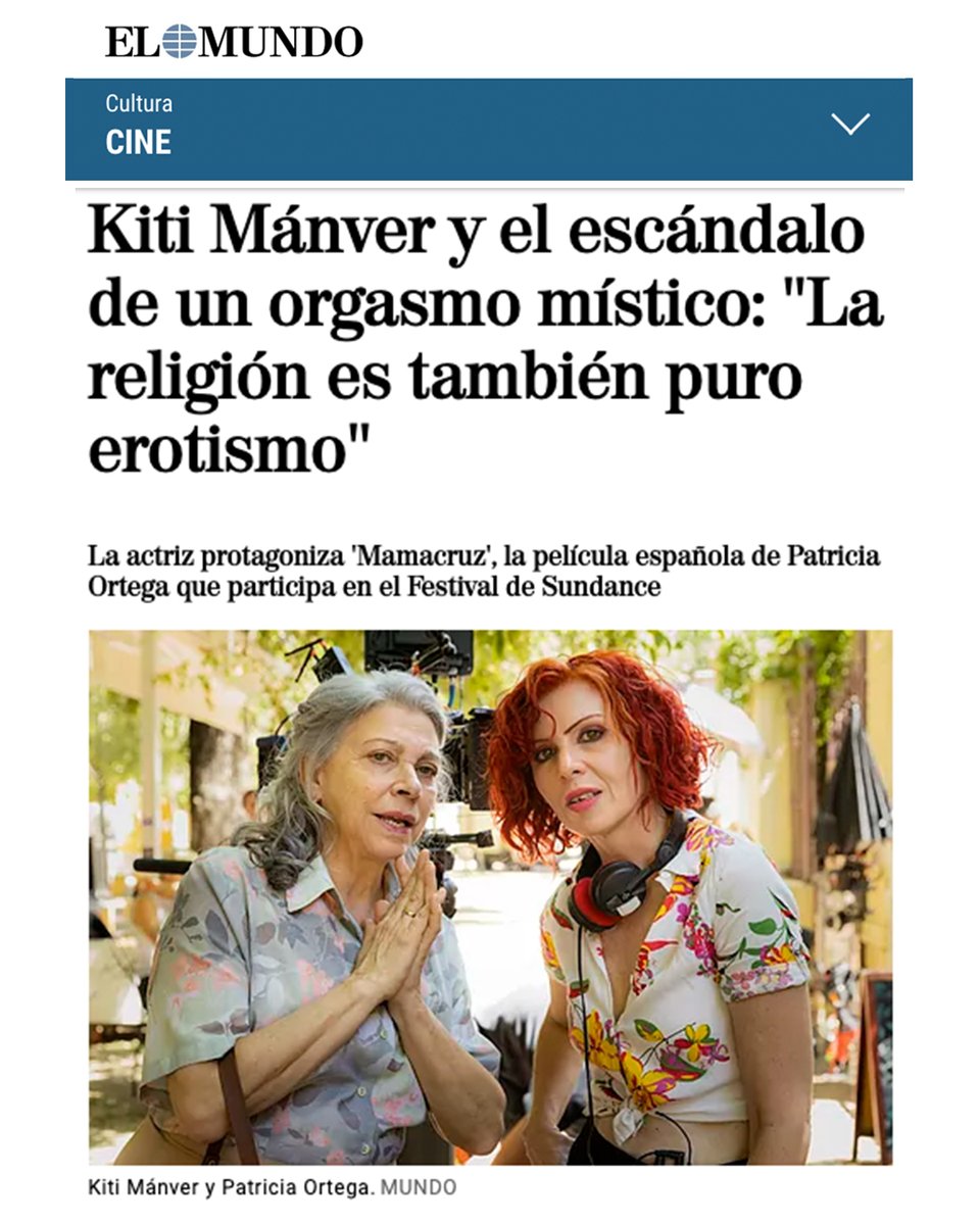 RuthFrancoManag's tweet photo. La película #Mamacruz de nuestra directora #PatriciaOrtega está dando mucho de qué hablar estos días desde su premiere mundial el pasado 21 de enero en la sección #WorldDramaticCompetition del Festival de Cine de #Sundance ❤️
@laclaquetapc @pecadofilms @MandragoraFilms https://t.co/S7et1YOWSt