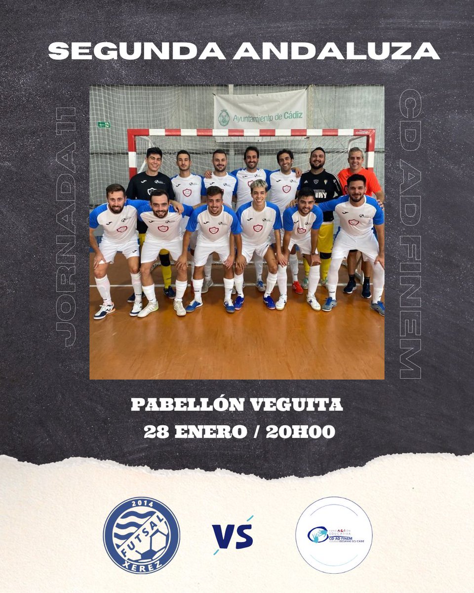 CDADFINEM's tweet image. Nuestro Sénior se desplaza este fin de semana a Jerez para disputar su encuentro ⚽

🆚 @XerezDFC_Futsal
🏟️ Pabellón Veguita
📆 28 enero 
🕗 20:00 horas

©️ #CDADFINEM | #NextLevel360 🎨