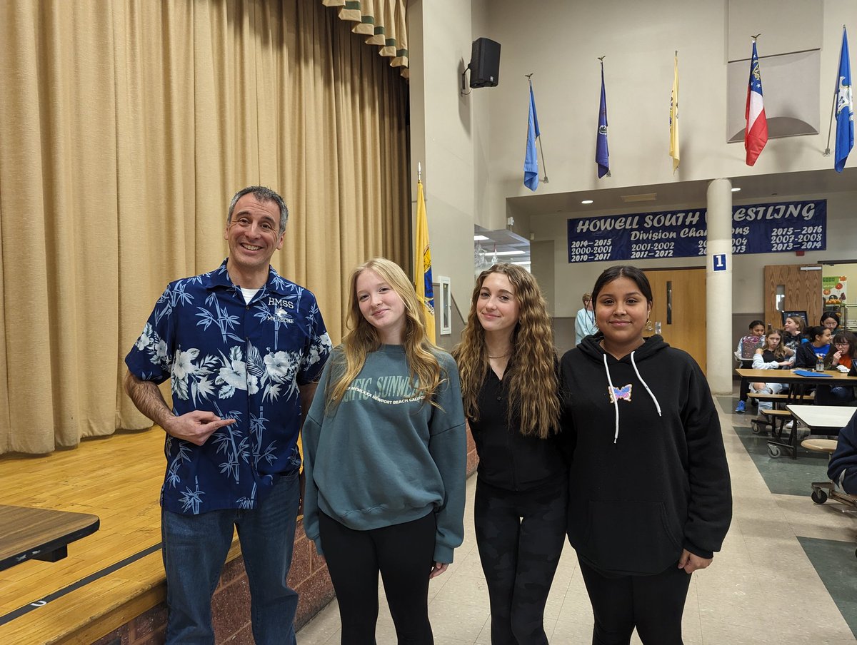 Today is our semiannual Lip Sync battle..3rd place..Autumn, Leah and Guadalupe YMCA <a href="/MrEscheMusic/">Mr. Esche</a> <a href="/HowellTwpMSS/">Howell MS South</a>