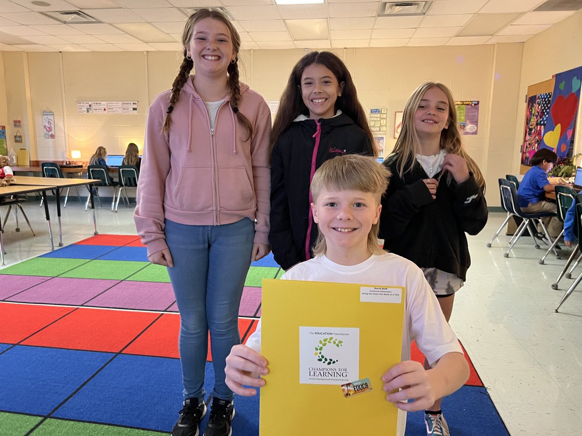 My entrepreneurship class has some very happy students. Our project was funded by Champions for Learning. They will use the sublimation oven to make personalized tumblers. We will save the ocean one bottle at a time! ⁦⁦⁦⁩ ⁦<a href="/CESCorkyBear/">Corkscrew Elementary</a>⁩ ⁦<a href="/collierschools/">Collier County Public Schools</a>⁩