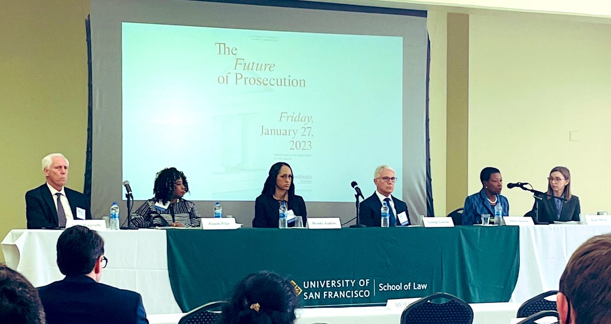 Deterrence, Justice, and Community Safety panel is underway w DAs from Contra Costa, LA, SF, Alameda, &San Mateo at #USFLaw Law Review Symposium @BrookeJenkinsSF @LADAOffice @PPriceCares @DADianaBecton @wagstaffe_steve