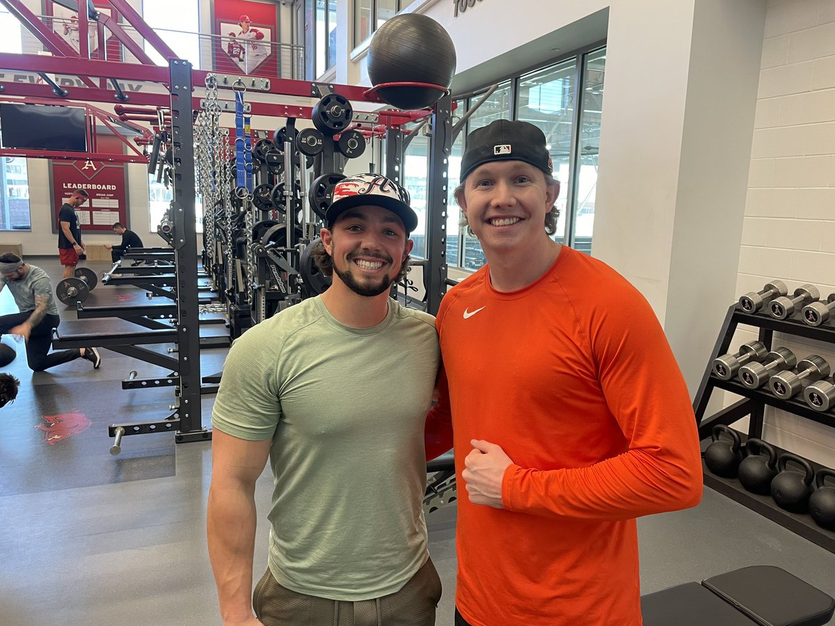 Nate Thompson (@coacht_rzrbacks) on Twitter photo <a href="/RazorbackBSB/">Arkansas Baseball</a> legends <a href="/Domfletch15/">Dominic Fletcher</a> & <a href="/hestonkjerstad/">Heston Kjerstad</a> getting after it in the Hunt Center for 2023. #ProHogs #SwoleHogs #WPS 🐗💪💣💥 <a href="/RazorbackBSB/">Arkansas Baseball</a> legends <a href="/Domfletch15/">Dominic Fletcher</a> & <a href="/hestonkjerstad/">Heston Kjerstad</a> getting after it in the Hunt Center for 2023. #ProHogs #SwoleHogs #WPS 🐗💪💣💥