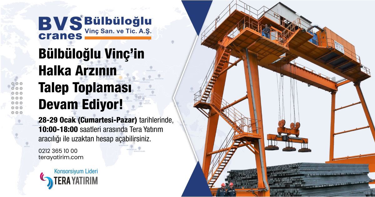Bülbüloğlu Halka Arzının Talep Toplaması Devam Ediyor!

28-29 Ocak (Cumartesi- Pazar) tarihlerinde, 10:00 – 18:00 saatleri arasında Tera Yatırım aracılığı ile uzaktan hesap açabilirsiniz.

Hesap Aç: terayatirim.com/hesap

#terayatirim #yatirim #finans #halkaarz #halkarz #tera
