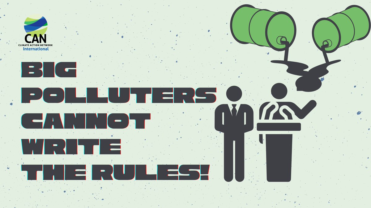 #BigPolluters cannot write the rules at #COP28! 
More than 450 organizations have called on world governments and the <a href="/UNFCCC/">UN Climate Change</a> to stop #FossilFuel corporations from unduly influencing climate policymaking and hindering the global response to #climatecrisis. #KickBigPollutersOut 🧵