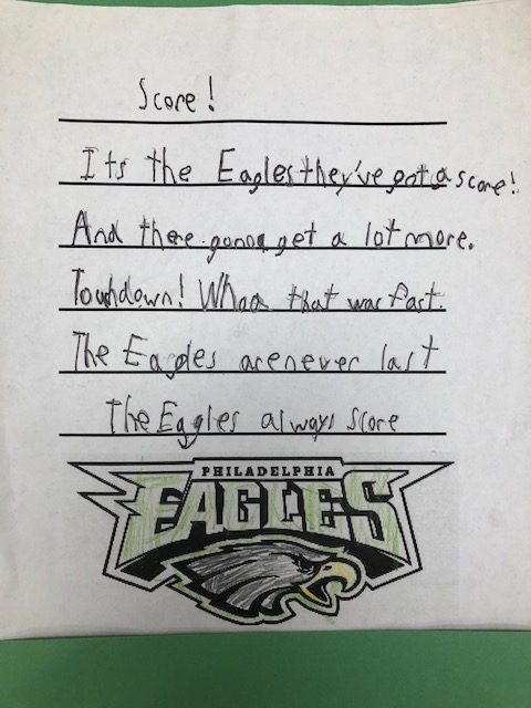 From the creative minds of third graders... Go EAGLES🦅! So much fun with our poetry this week! Special shout outs to the <a href="/Eagles/">Philadelphia Eagles</a> and the inspiring <a href="/1kalwaysopen_/">AJ BROWN</a>  #happyhillendale
