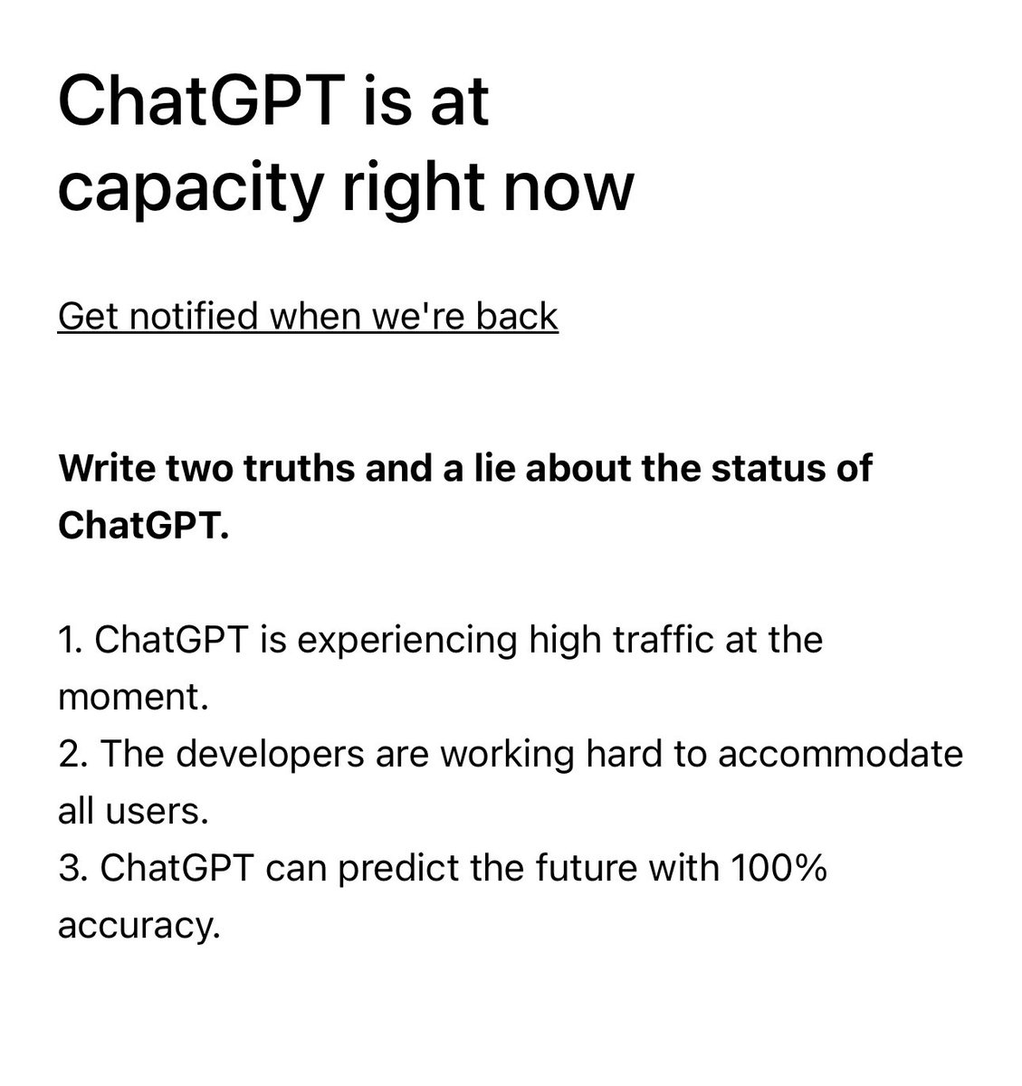 DavidVanM's tweet image. My homework is late because ChatGPT is down.