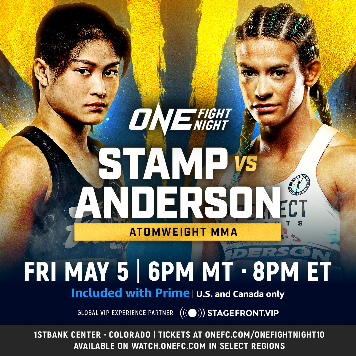 5月5日のONE Fight Night10追加カード。アトム級1位スタンプ・フェアテックスがアリス・アンダーソンと対戦。アンダーソンはONEでは平田樹に敗れていて1勝1敗。