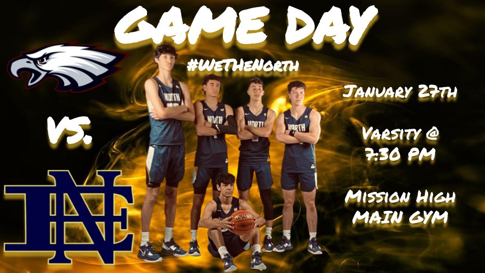 ENHS_Basketball's tweet photo. 🚨🏀 GAMEDAY 🏀🚨

We're on the road this afternoon to wrap up the first round of district play as we take on the Mission Eagles.

ENHS 🆚 Mission High 
📍Mission HS Main Gym
🗓️ 1/27/23
🕣 Varsity @ 7:30 P.M.

@hoopiinsider 
@rgvsports 

#WeTheNorth https://t.co/NNPMv046Ai