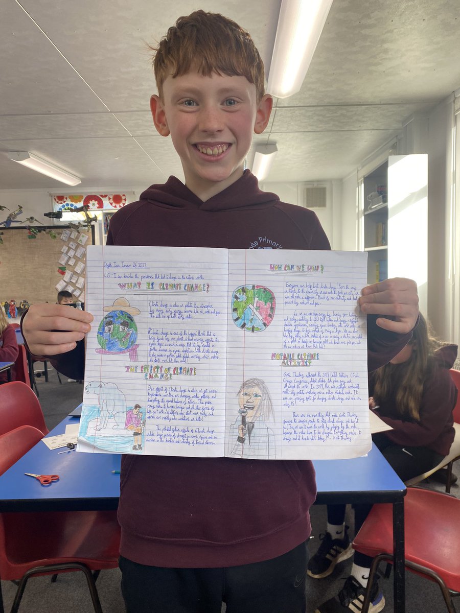 evenlodeps's tweet image. Year 6 have learnt all about Climate Change this week! We looked at the UN Global Goals and spotted how many were mentioned in an episode of Newsround 🌎 We then made some fantastic information texts using our own research about Climate Change! 🌎 @EcoSchoolsWales @JulieEcoKWT