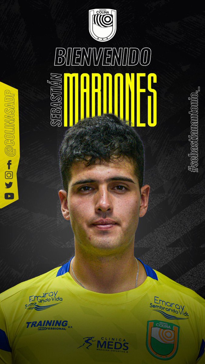 ColinaSadp's tweet photo. Octavo Refuerzo!!

El central Sebastián Mardones se suma al cuadro eléctrico!!

Mardones viene de jugar la temporada pasada en Rancagua Sur y en la temporada 2021 ascendió al fútbol profesional con Real San Joaquín!!

#BienvenidoMardones #VamosColina #TerceraA https://t.co/IvFT9Z7vix
