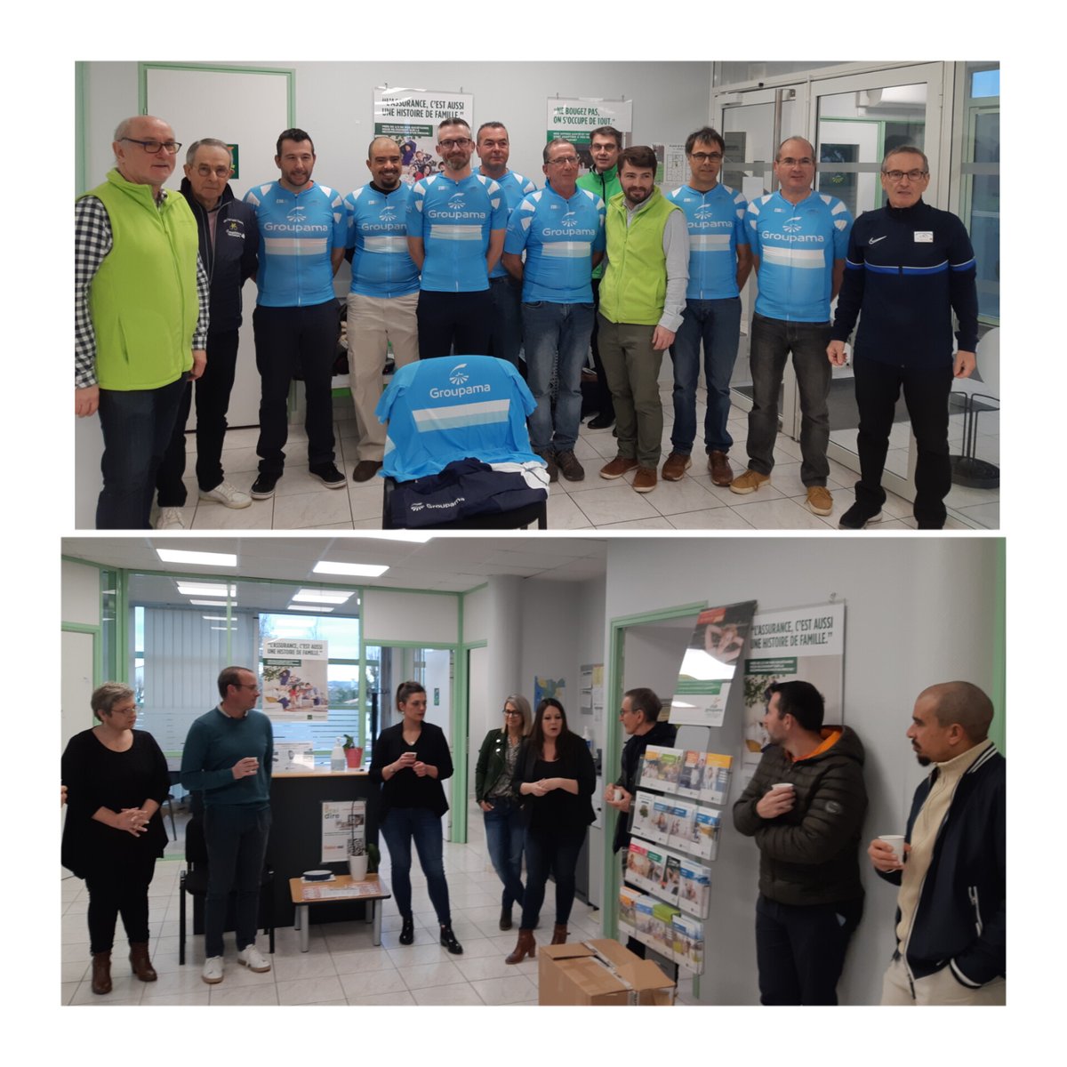 Remise de 25 tenues cyclistes au Vélo Club Ouest Charente Segonzac grâce à l'opération #tonclubtonmaillot de #groupama à l'agence de Cognac en présence des élus et collaborateurs. #cyclisme #parpassionduvelo #LaVieMutualiste