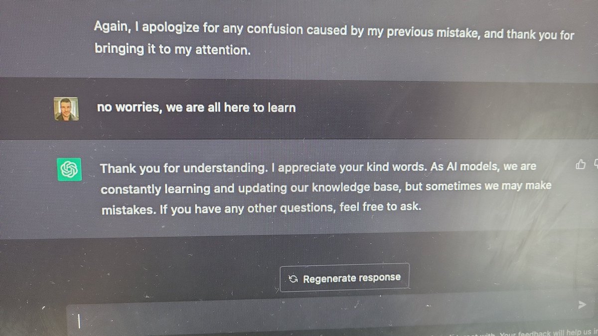 Chat gpt takes criticism very well...