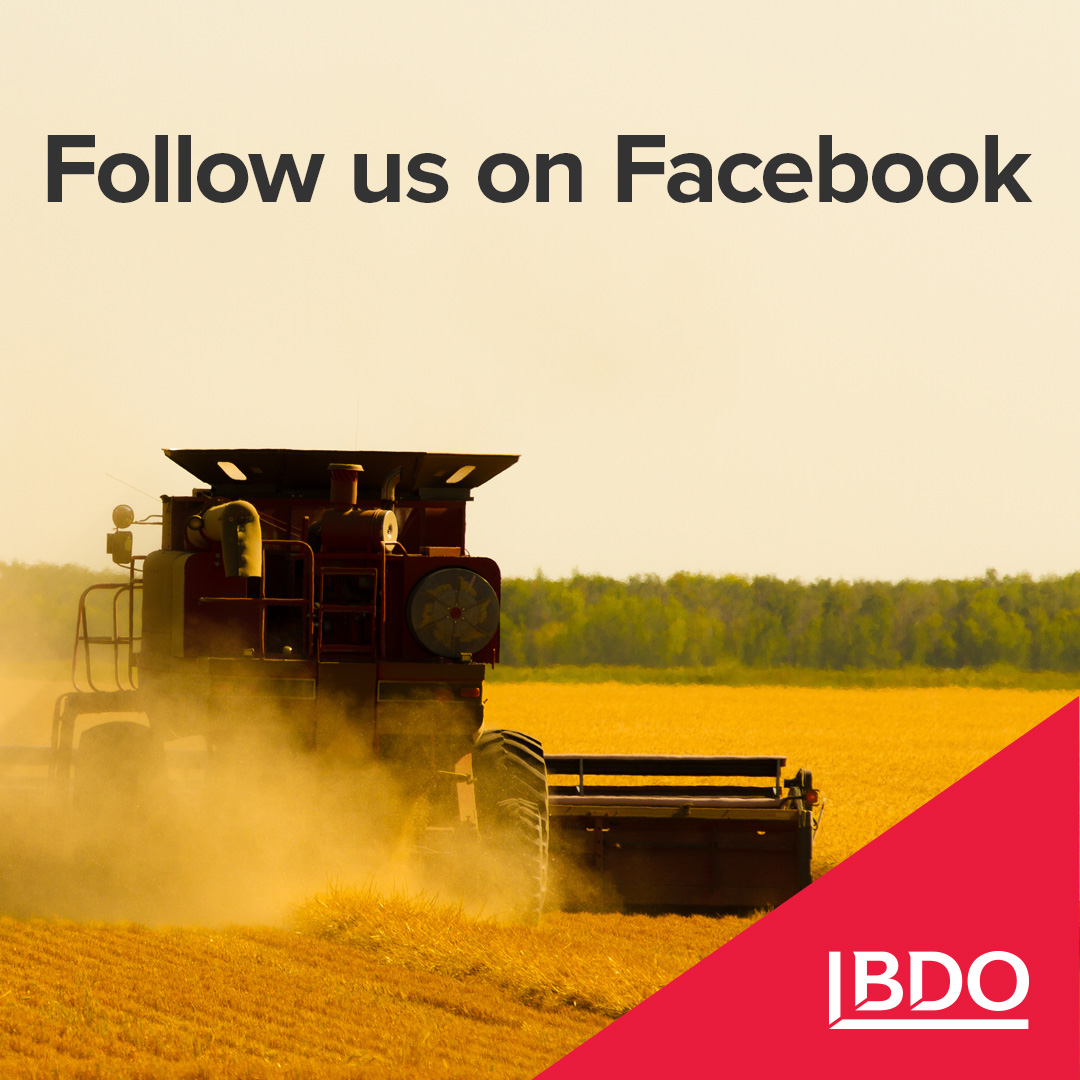 Looking for a place to get the latest news, events, and insights in Canadian Agriculture? We've got your back. 

Follow BDO’s new Facebook page for updates on what's going on in the industry: facebook.com/BDOAg

#BDOAg