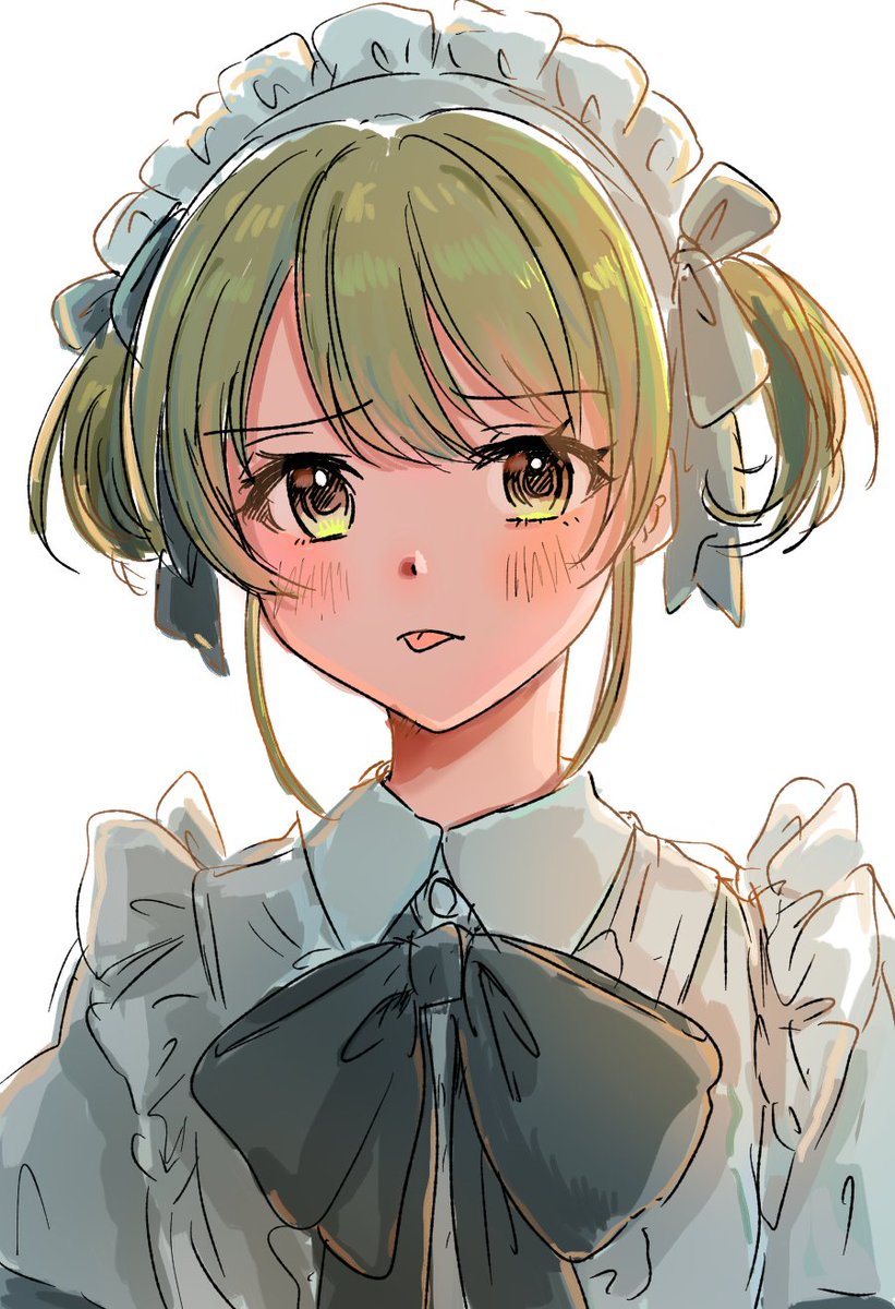 1girl solo tongue maid headdress tongue out maid blush  illustration images