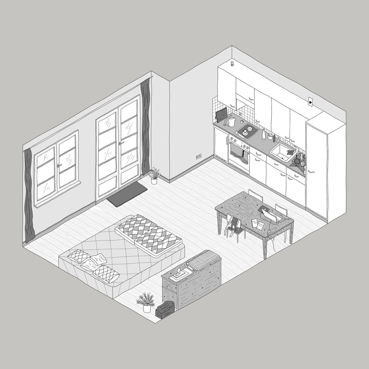 NordlandStudio's tweet photo. Hygge Spaces no.1 
This is the room of the young couple living in Switzerland. "Minimalism" is the lifestyle for them to represent what is "Hygge".

#nft #coziness #hygge #hyggespaces
#customizednft #minimalism #lifestyle #NFTCommmunity #NFTartist #digitalart https://t.co/k7B6NugzHz