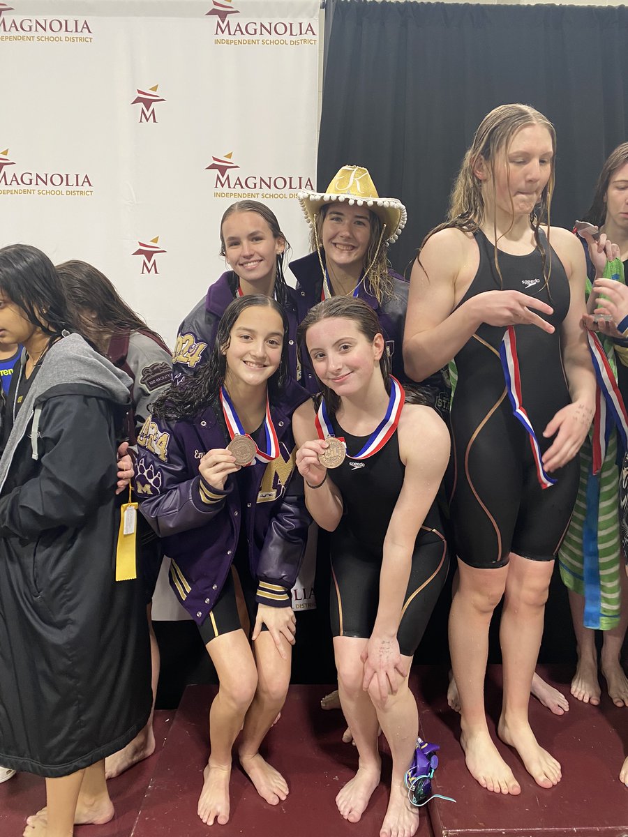 Emma, Kate, Emery, &amp; Kaelynn win bronze in the 400 relay to advance to Region. @MrHollander_MHS <a href="/coachcooper_mhs/">Coach Grant Cooper</a> <a href="/ADHeard_MISD/">Clint Heard</a>