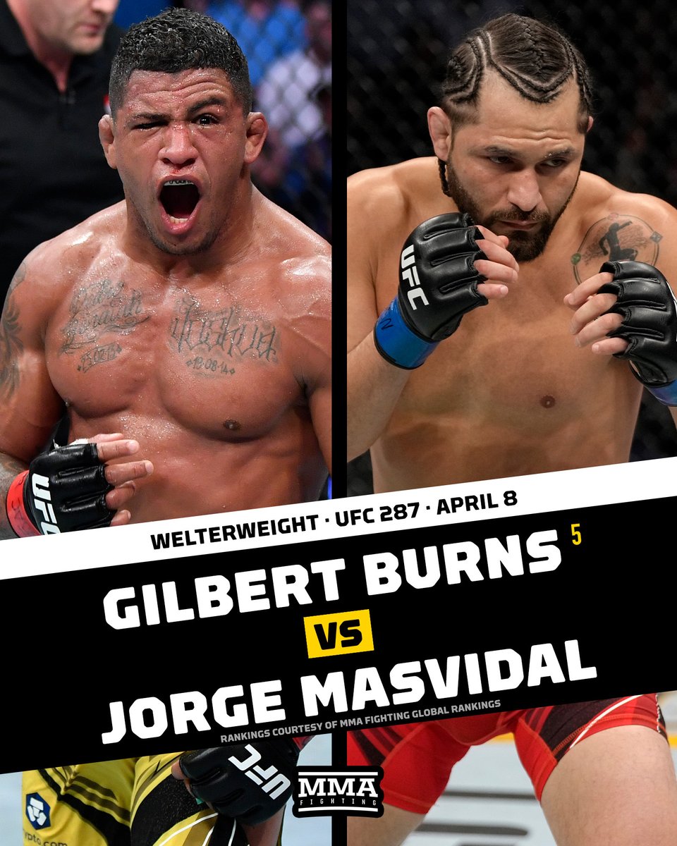 Gilbert Burns and Jorge Masvidal will meet at UFC 287 on April 8, per Dana White 👀