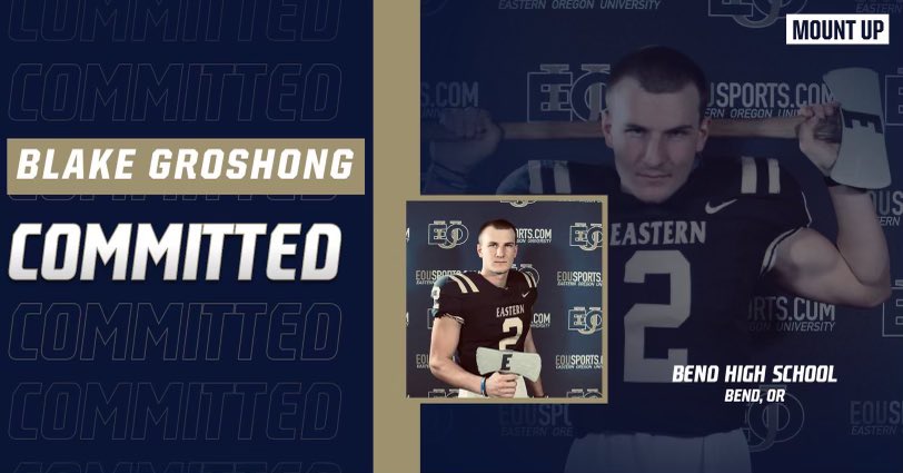 BlakeGroshong11's tweet photo. COMMITTED!!! MOUNT UP!! 

@coachabrown1 @CoachTaylorEOU @jonahkoski @SBLiveOR @PrepRedzoneOR @EouFootball @BrandonHuffman https://t.co/700YKFEFju