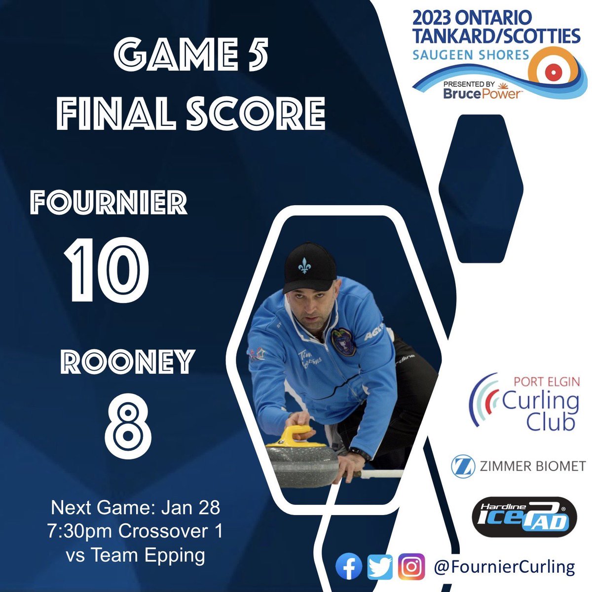 Make that 4 wins for FOURnier! We finish the round robin with a 4-1 record and advance to the Crossovers beginning tonight at 7:30pm. Catch us on sheet D against Team Epping! 💪🥌👊
#hardlinenation #fourniercurling #trilliumgrind