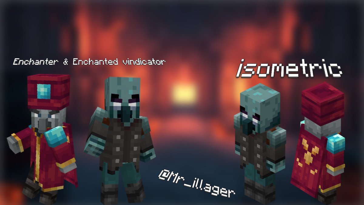 Mr_illager's tweet photo. Recognizable by their strange hats. enchanters can boost the ability of other nearby mobs by creating a magical link to them.
credit to: @ItsMrZedLight for vindicator texture
Made with #blockbech
#MinecraftArt #MinecraftDungeons
#FeatureMeMinecraft #Minecraftillagers https://t.co/1tC5IHo9gF
