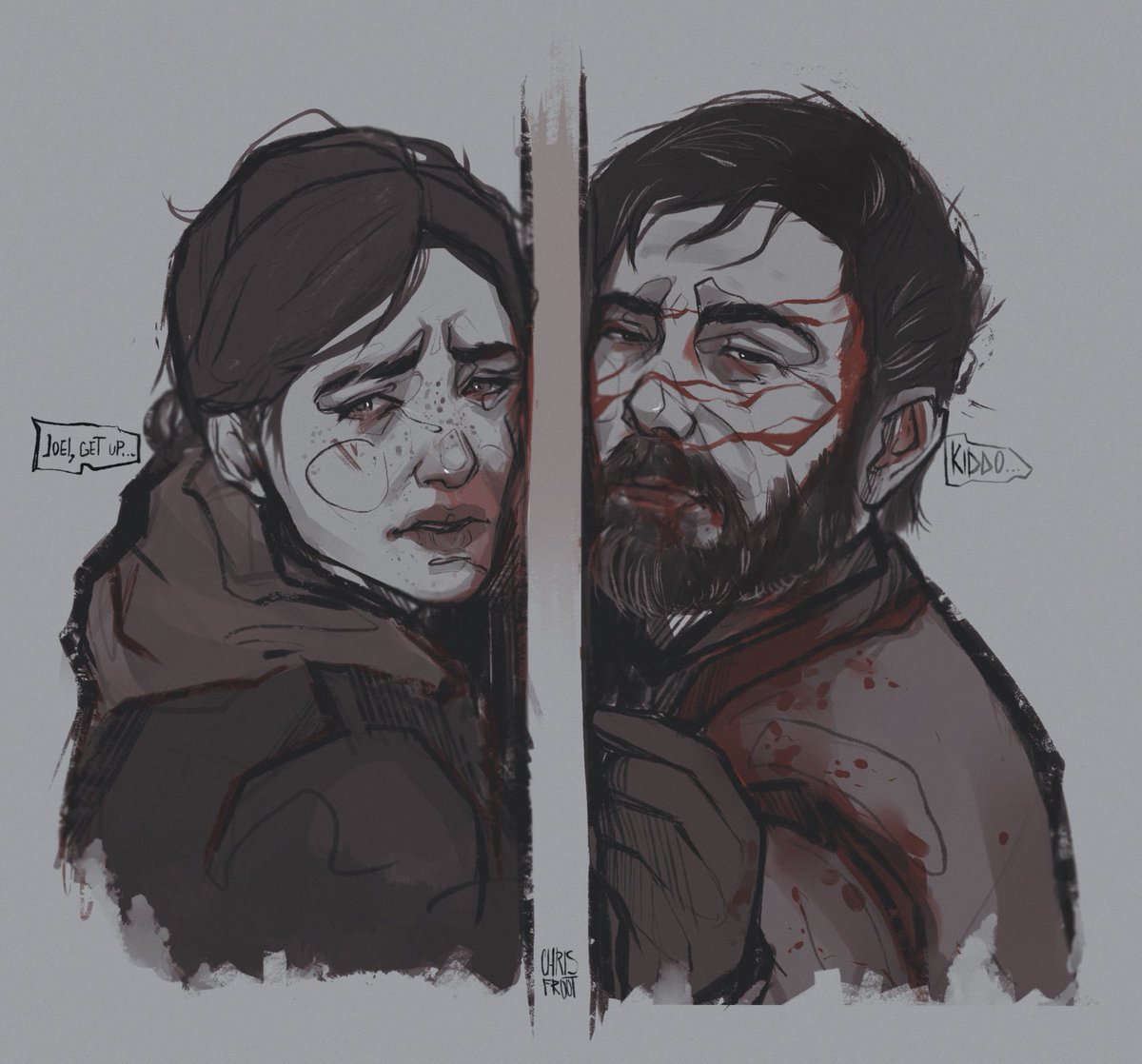 my old drawings // archive : 
ellie & joel // tw: blood 

// #tlou #TheLastOfUs #JOELMILLER #elliewilliams #TLOUFanArtFriday //