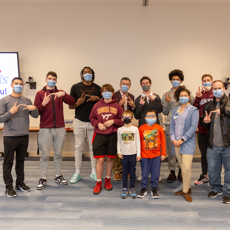 hokiesports's tweet photo. Tomorrow night for its game against Syracuse, @HokiesMBB's staff will wear these custom, colorful shoes 👟

The shoes were painted by pediatric oncology patients from @CarilionClinic's Tanglewood Center in Roanoke!