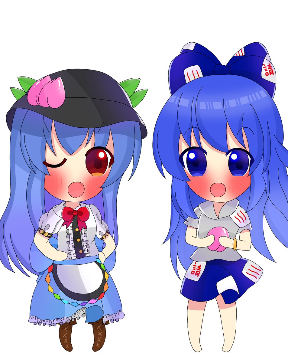 てんしおん描きました！
#東方Project #東方 #比那名居天子 #依神紫苑 #東方イラスト