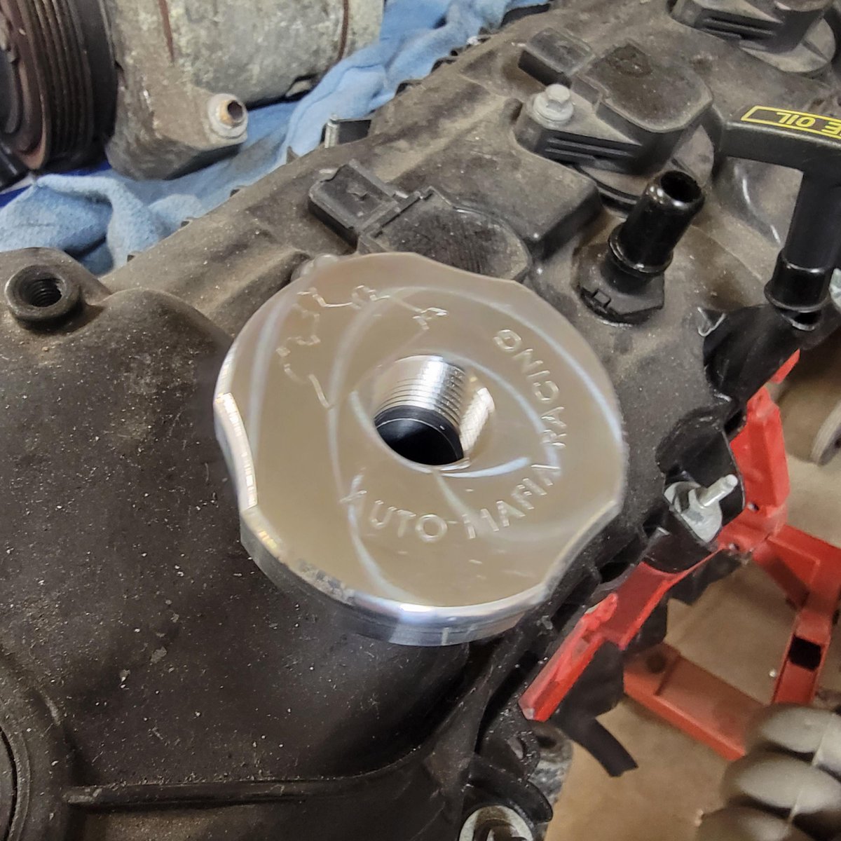 MafiaAuto's tweet photo. Yes we make parts here in house and in the USA and here in Montana! Who wants a billet oil cap?! #TeamAMR #AutoMafiaRacing #MafiaMade #MadeinMT https://t.co/02GEjbduGj