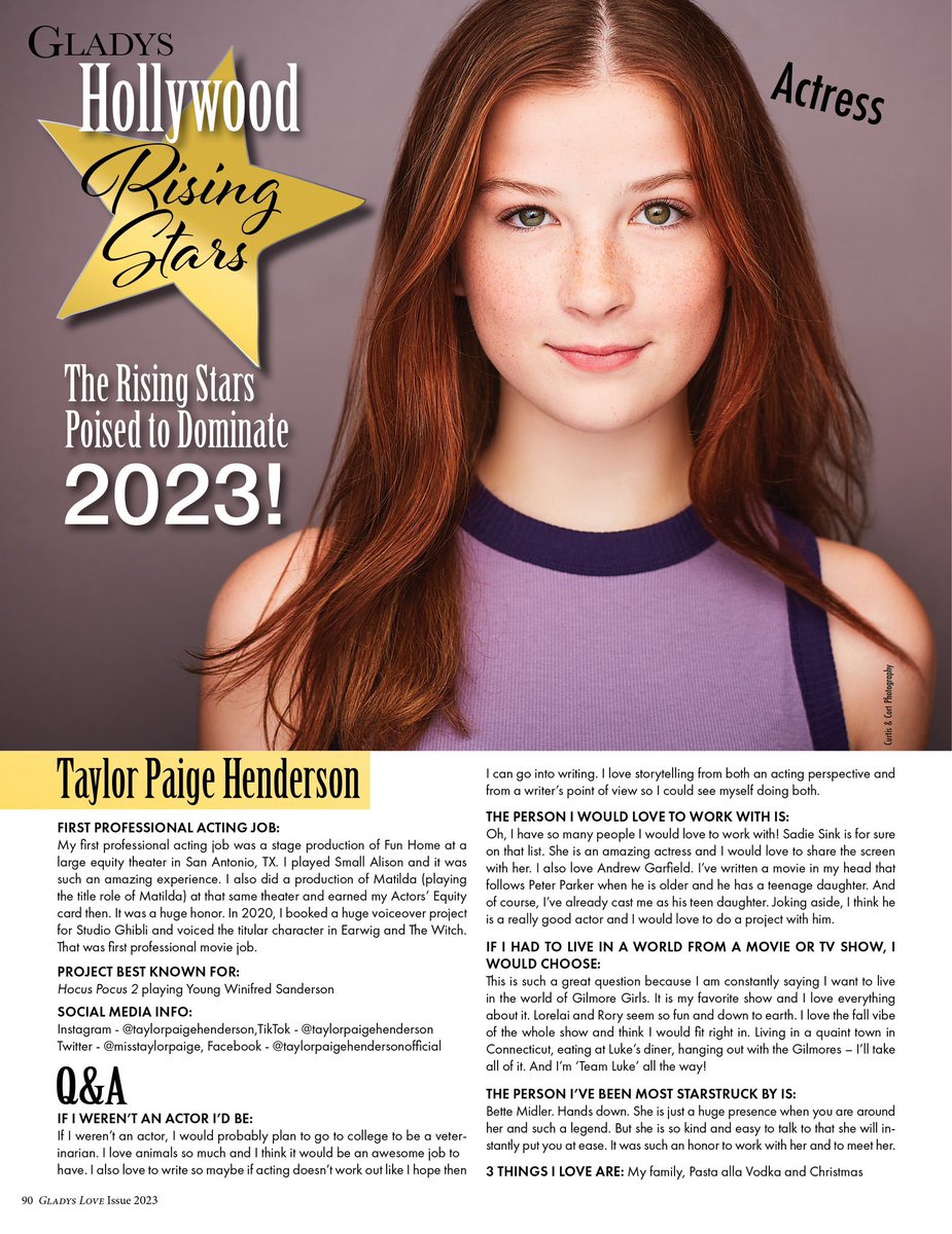 Thank you @gladysmagazine - 2023 Hollywood Rising Star 🌟🌟

alt caption: someone cast me in a movie with #andrewgarfield - I’ve got a great idea for a movie 🤓

#younghollywood #risingstar #Thankful #ddokids