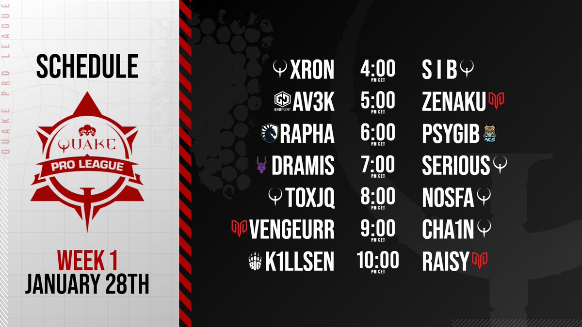ICYMI: #QuakeProLeague 2023 Season kicks off tomorrow! 

🎙️@IamFortyLions <a href="/ZsxOnline/">Dan Sanders</a>

👓<a href="/djWHEAT/">djWHEAT</a> headlining featured matches

Tune in Saturday at 4 PM CET | 10 AM ET 
📺twitch.tv/quake 
📺youtube.com/quake