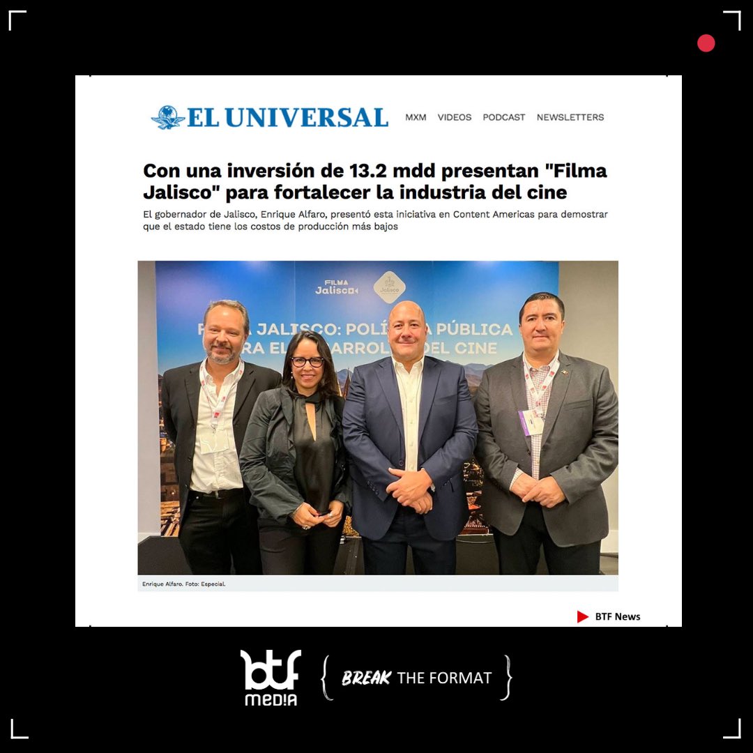 Gracias a todos los medios que han sido eco de esta gran iniciativa. 

#BTFMedia #BreakTheFormat #FilmaJalisco #GuadalajaraContentCity