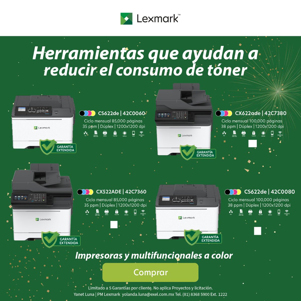 Con las nuevas funciones de las impresoras y multifuncionales Lexmark puedes tener el control de consumo de tóner y reducir costos sin sacrificar la calidad de los documentos impresos. 🖨

Más información:
🔗 cutt.ly/Reducetonercon…

#Tecnología #Lexmark #ExeldelNorte
