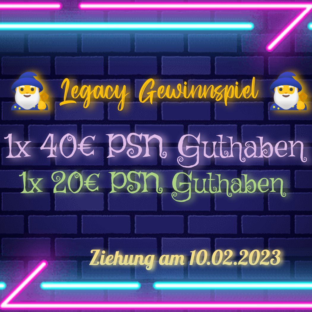 Deal_BOT_EU's tweet image. 🧙‍♂️ Legacy GEWINNSPIEL 🧙‍♂️

Ihr habt Zeit bis zum 10.02.2023 
Zum Release von Hogwarts Legacy 🥳

Preis:
1x 40€ PSN Guthaben
1x 20€ PSN Guthaben 

Was müsst ihr machen?
Follow @Deal_BOT_EU und Retweet 

viel Glück!🍀
Bei Fragen, fragt gerne ☺️
#Deal_Bot #Gewinnspiel #psn
