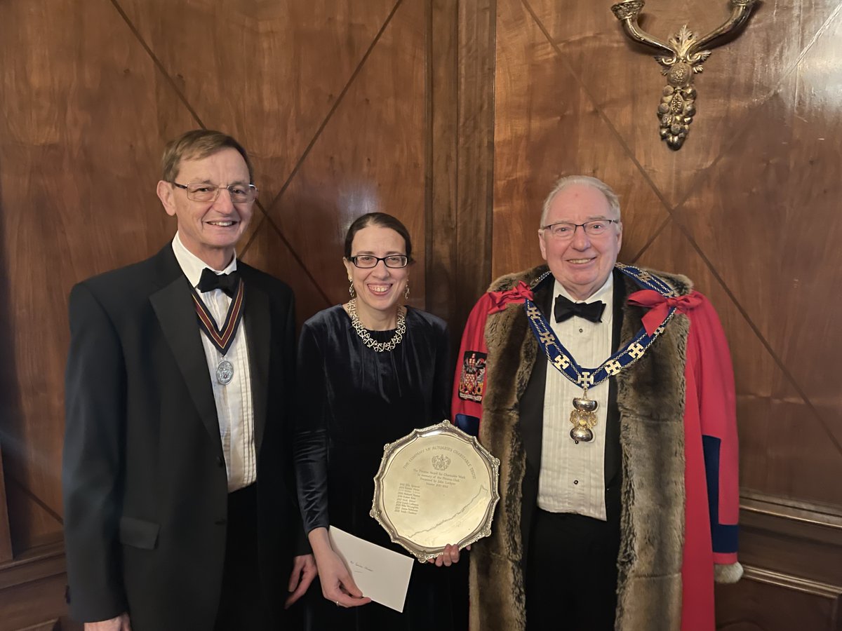 We <a href="/ActuaryCompany/">Actuaries' Company</a> had a wonderful day ar <a href="/GoldsmithsCo/">The Goldsmiths' Company</a> last night, We admitted 4 new Freemen and our charity made a donation of £5k to an actuary, Saida Chakkor, for her fantastic work with the Luton Council of Faiths. The dinner that followed, 150 of us attending, was super too