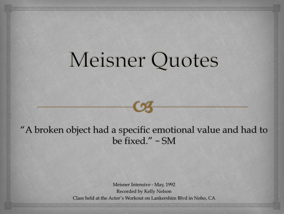 MeisnerActor's tweet photo. More on #IndependentActivities, after all "acting is DOING". Another 4 boxer on the subject coming in about 5 minutes... #Actor If you have a static scene always add an activity, the director will love you for it. #Meisner https://t.co/R23psvNteB