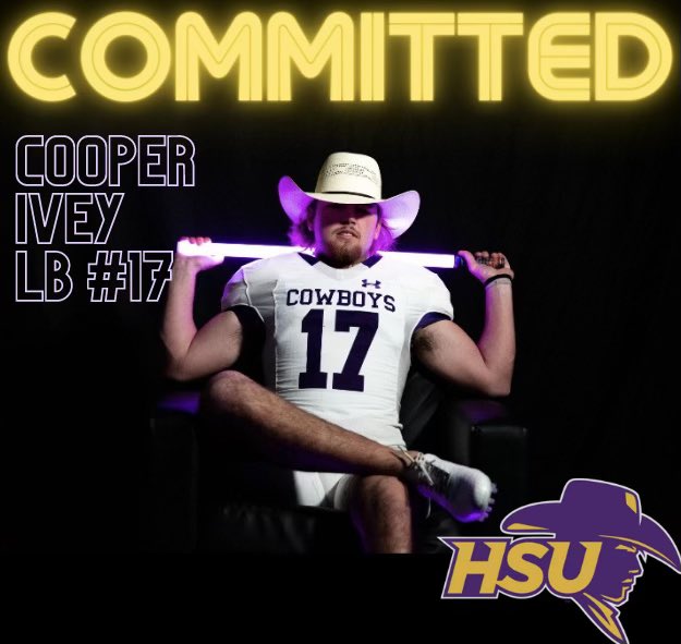 CooperIvey23's tweet photo. Blessed to announce that I will be continuing my academic and athletic career @HSUCowboys!! #gocowboys @sandiefootball @GL_Martin82 @ChadDunnam @Simply_aMAYESn @806hsscmedia @hpisani91 https://t.co/RynBlYXzCU