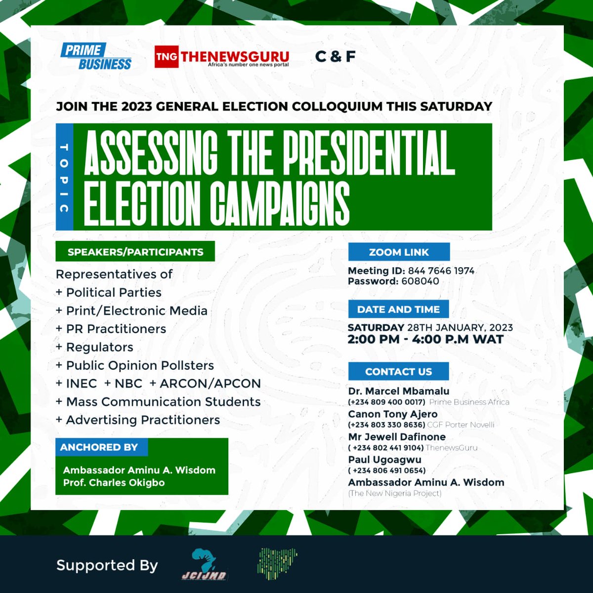 If you seek to understand how the political parties have fared ahead of the forthcoming general election, then plan to attend this #TNGColloquium. It promises to be exciting and engaging.

 #NigeriaDecides2023