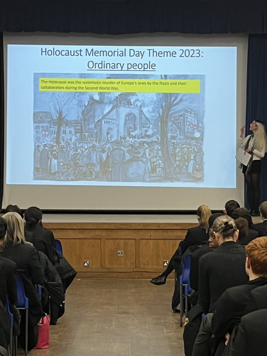 AspireHps's tweet photo. Today we marked Holocaust Memorial Day 2023 with a very special assembly led by one of our @HPS6th  students. ❤️ #HolocaustRemembranceDay #OrdinaryPeople @HPShistory https://t.co/0fuVtELglp